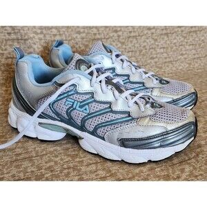 FILA Silver White Blue Women's Athletic Sneakers US9.5/EUR41/UK7 Trainers Shoes